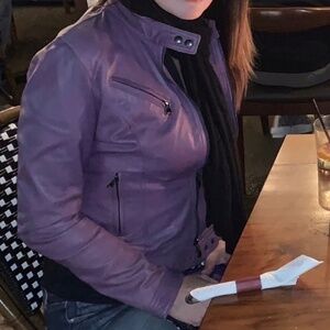 Handmade in Rome Italian Leather Jacket  Purple Medium/Large